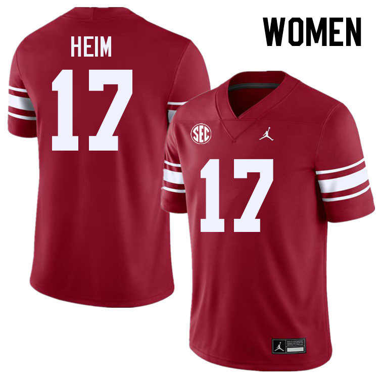 Women #17 Taylor Heim Oklahoma Sooners 2024 SEC Conference College Football Jerseys-Throwback